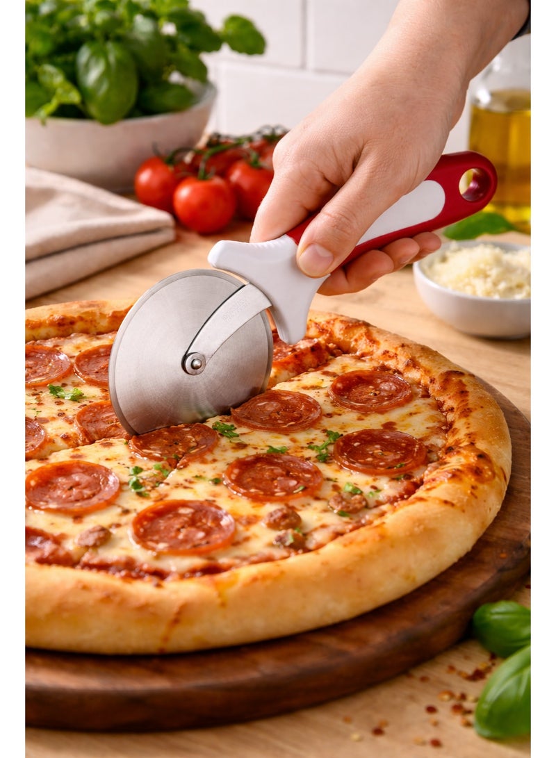 Decent Stainless Steel Pizza Cutter | 4 Inch (10.16 cm) Wheel | 23.36 cm Length | Finger Guard & Ergonomic Handle | Sharp Cutters, Pizza Wheel, Pizza Slicer - Non-Slip Handle - Dishwasher Safe - Image 4